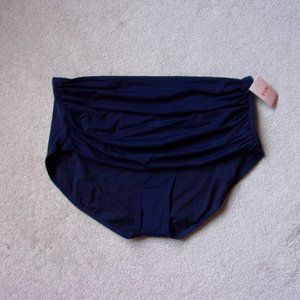 Women’s EVRI Shirred Front High Waist Swim Bottom Plus Size 2X (20W-22W) Navy